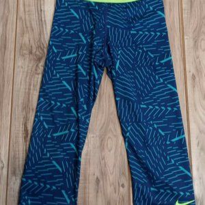 Womens Nike Pro Blue Capri Leggings med